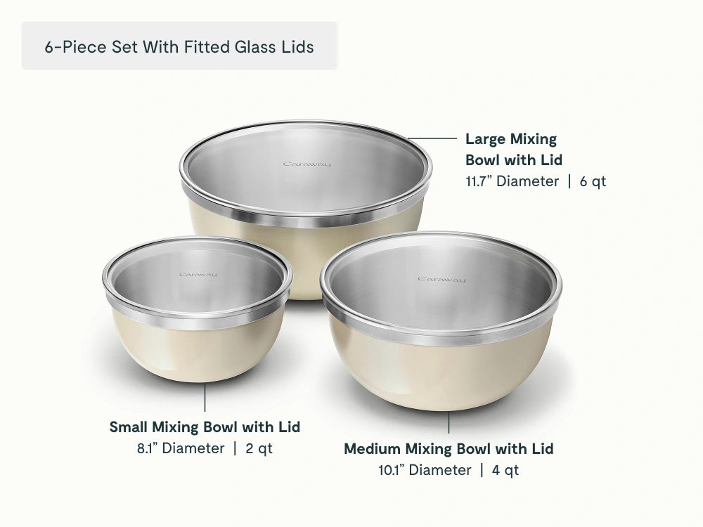 Caraway Home Cookware Mixing Bowl & Strainer Set - Image 3