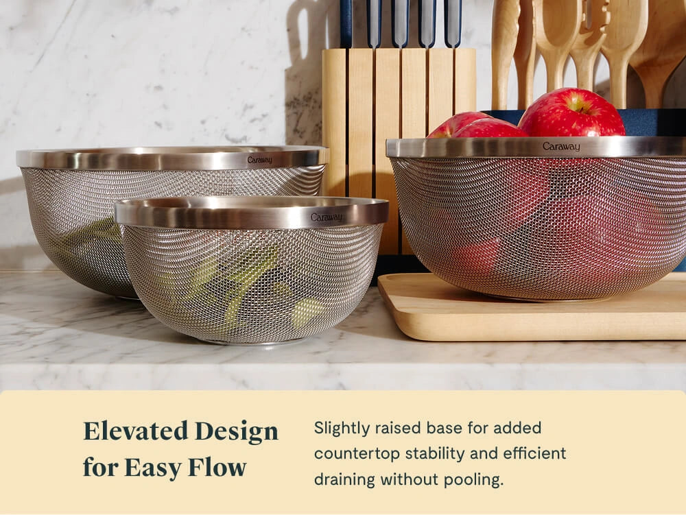 Caraway Home Cookware Mixing Bowl & Strainer Set